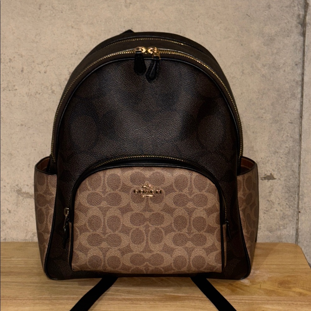 Women’s Coach Signature Brown and Black Backpack